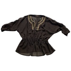 Adrienne Vittadini Sheer 3/4 Sleeve Elasticated B… - image 1